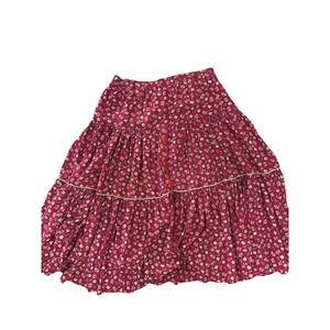 Vtg 80s 90s Desert Sweet By Sherry Holt Western Red Skirt Tired Boho Sz XL Horse